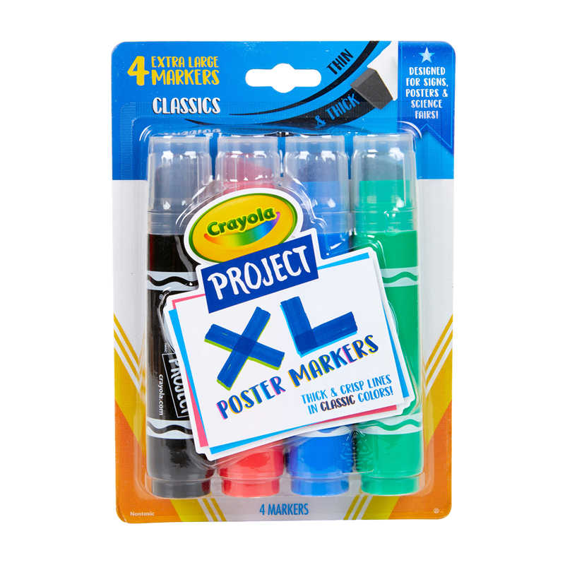 TeachersParadise - Crayola® Project XL Poster Markers, Classic, 4 Count -  BIN588356